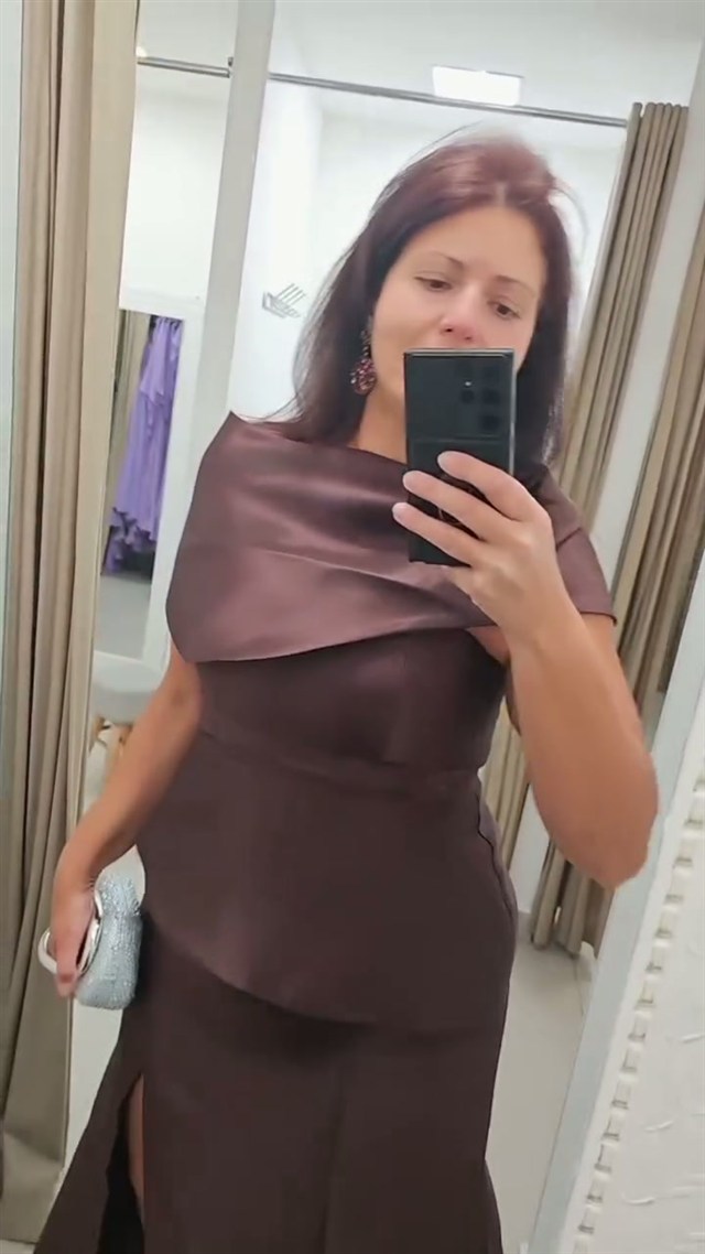 Vestido marrom sereia 2 em 1 com pala