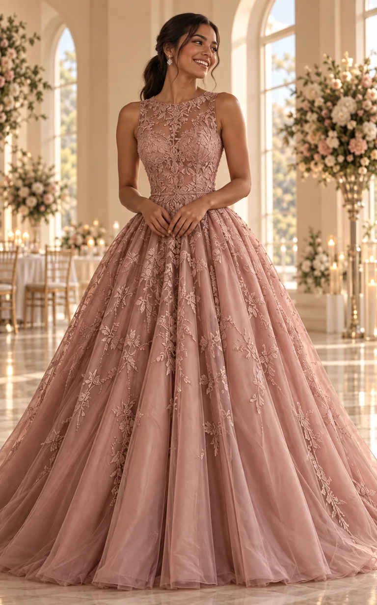 Vestido para debutante em um ensaio editorial